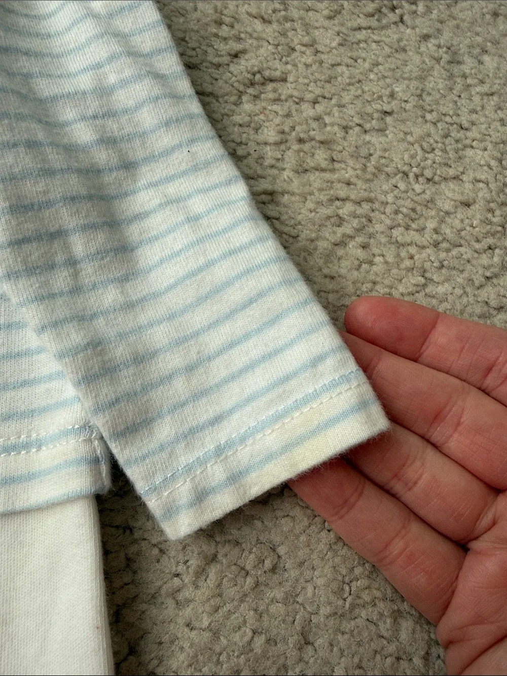 Edgehill Collection Light Blue and White Striped Footed One-Piece